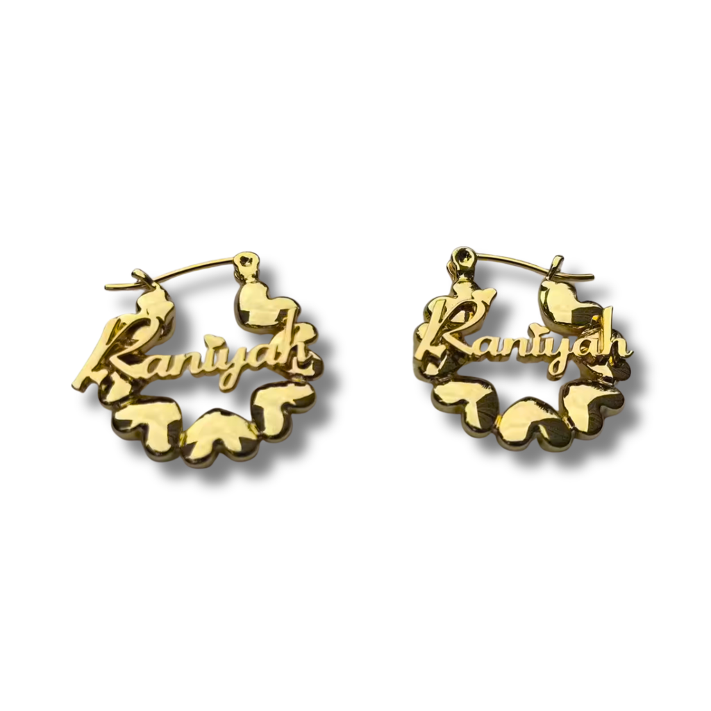 Heart Shaped Name Earrings